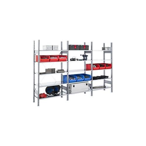Steckregal FBR 2200, Komplettregal 2,08 m, 1 Grund- und 2 Anbaufelder incl. 15 Böden