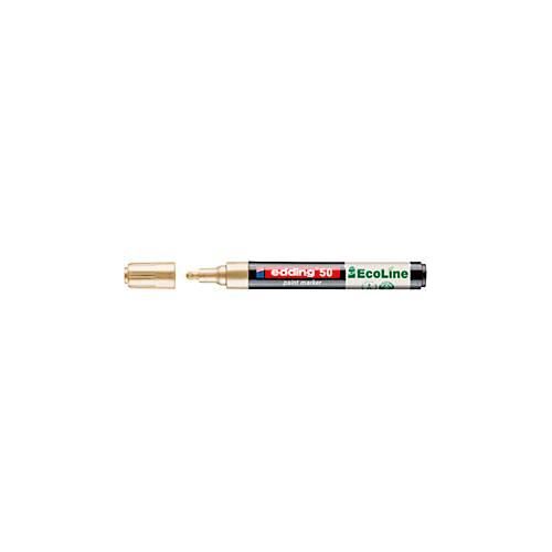 Lackmarker Edding 50 EcoLine, Schreibfarbe Gold, Rundspitze, Strichstärke 2-3 mm, mit Kappe, wasserbasiert, nachfüllbar, 1 Stück