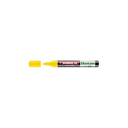 Lackmarker Edding 50 EcoLine, Schreibfarbe Gelb, Rundspitze, Strichstärke 2-3 mm, mit Kappe, wasserbasiert, nachfüllbar, 1 Stück