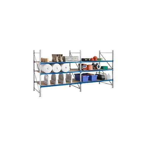 Regalsystem WR 600, Anbaufeld, Traverse verzinkt, mit 4 Ebenen, 3000 x 2200 x 1050 mm