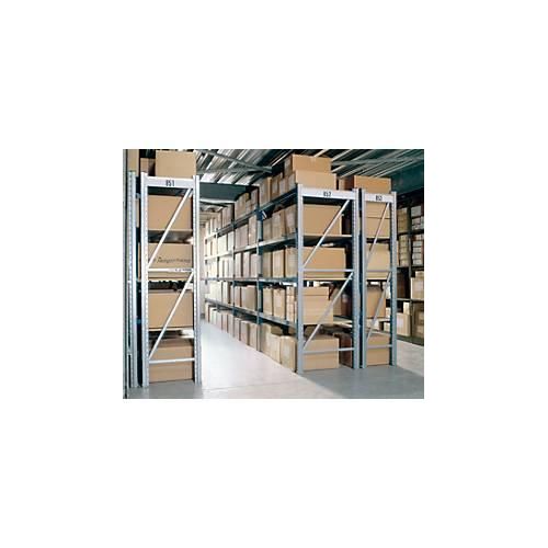 Regalsystem WR 600, Grundfeld, Traverse verzinkt, mit 2 Ebenen, 2200 x 1500 x 800 mm
