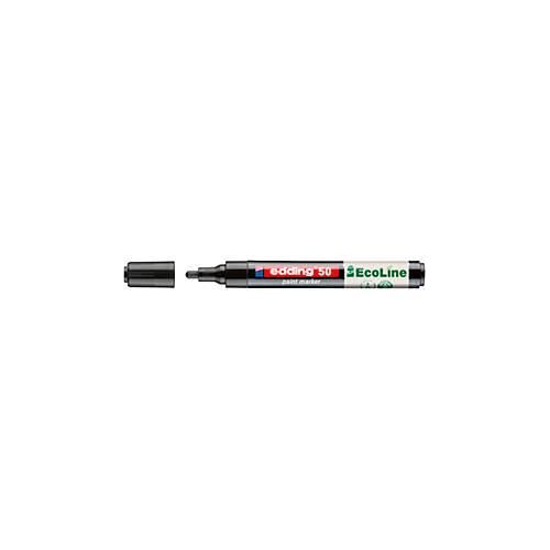 Lackmarker Edding 50 EcoLine, Schreibfarbe Schwarz, Rundspitze, Strichstärke 2-3 mm, mit Kappe, wasserbasiert, nachfüllbar, 1 Stück