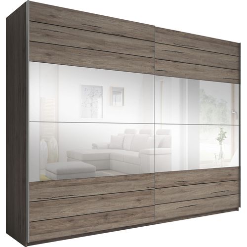 Home affaire Schwebetürenschrank »Galaxy Breite 200,220 oder 270cm breit, Kleiderschrank, Wäscheschrank«, mit breiter Spiegelfront, INKLUSIVE kompletter Innenausstattung