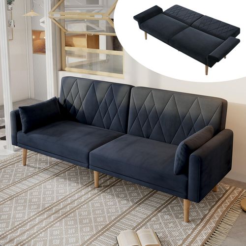 Kleines Sofa, Zweisitzer-Sofa, Schlafsofa, Schlafsofa mit Schlaffunktion, Schlafsofa aus Samtstoff, geeignet für Wohnzimmer, Schlafzimmer, Heimkino, Gästezimmer.