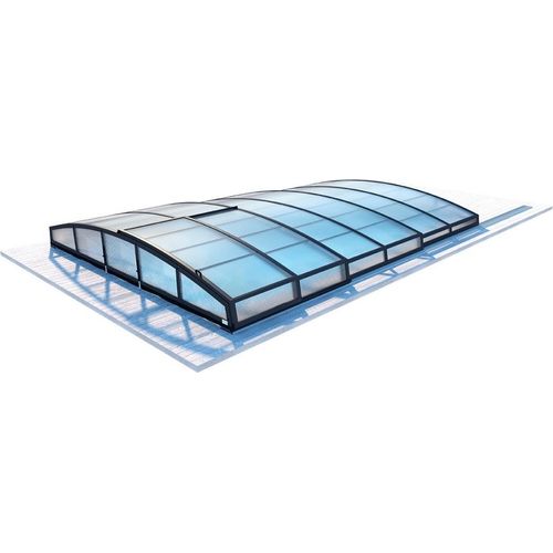 Poolüberdachung Skyline - 6,47x3,50 m - 8 mm Hohlkammer-Polycarbonat - Farbe RAL7016 Graphit
