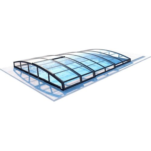 Poolüberdachung Skyline 7,20x4,20 m - BAS58, BAS758 - Massives Polycarbonat 3 mm -Farbe RAL7016 Graphit