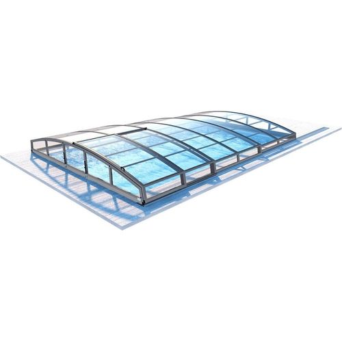 Poolüberdachung Skyline 5x3 m - BAS86, BAS786 - Massives Polycarbonat 3 mm -Farbe RAL7037 Grau