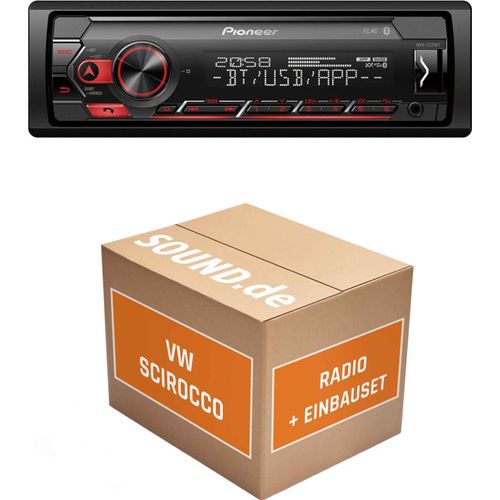 Autoradio Einbaupaket Pioneer MVH-S320BT passend für VW Scirocco III + Dynaudio Schwarz | Bluetooth USB