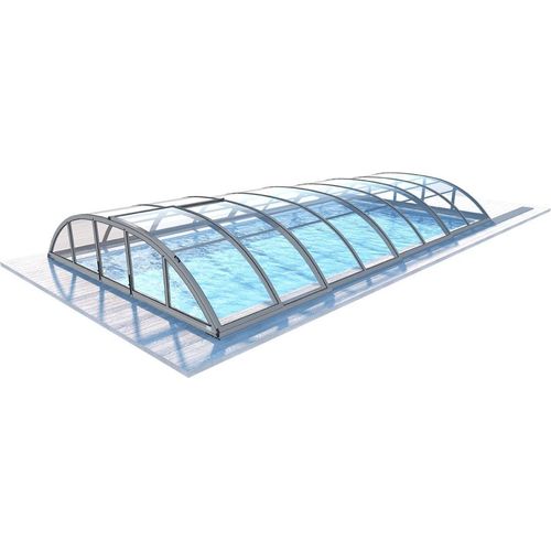 Poolüberdachung Horizon - 8,61x4,20 m - Massives Polycarbonat 3 mm - Farbe RAL7037 Grau