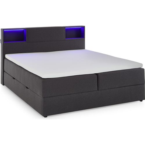 Boxspringbett ></noscript>Caja< Liegefläche 180x200cm, anthrazit, Stellmaß: 187x111x216cm (BxHxT)