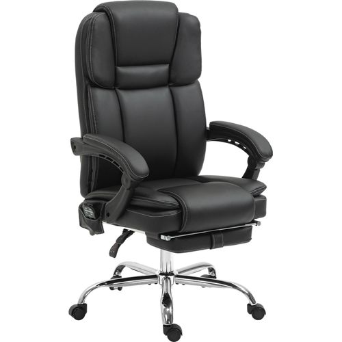 Vinsetto Bürostuhl mit Vibrationsmassage, Ergonomisch Schreibtischstuhl mit Heiz-, Liegefunktion, Höhenverstellbar Chefsessel mit Fußstütze, Seitentasche, Kunstleder, Schwarz