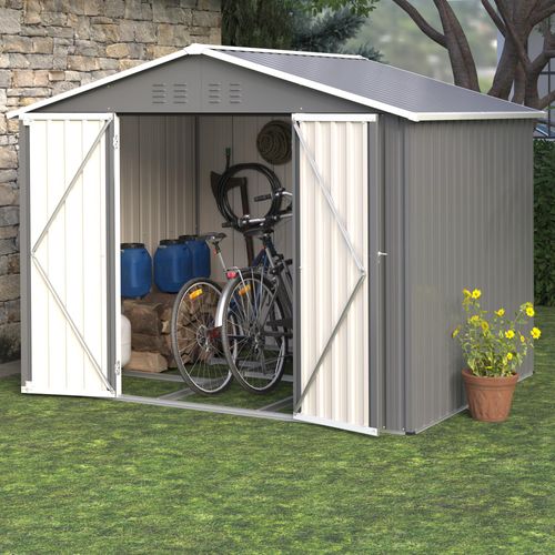 8x6FT Graues Metall-Tool-Shed mit Klapptür, Anthrazit-Farbe – Ideal für Gartengeräte und Werkzeugaufbewahrung
