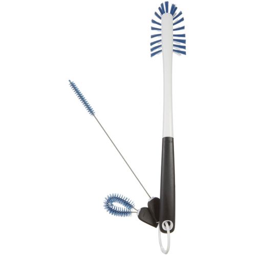 Reinigungsbürsten-Set OXO GOOD GRIPS, blau (blau, weiß und schwarz), Kunststoff, Reinigungsbürsten, für Wasserflaschen