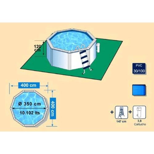 Gre Aufstellpool 350x120 cm Weiß