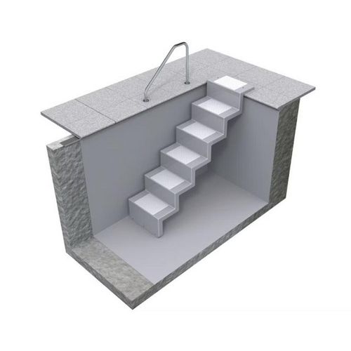 Treppe ELEGANZ 60 Lang 5-stufig Randbefestigung für Universal-Einbau aus Polyester, Farbe:azurblau