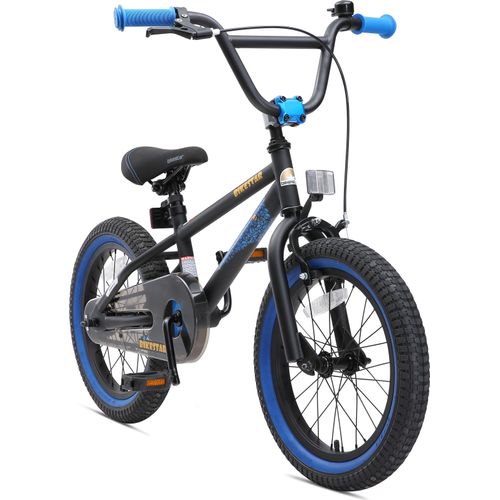 BIKESTAR Kinder Fahrrad ab 4 Jahre | 16 Zoll BMX Kinderrad | Schwarz & Blau