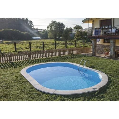 Einbaupool Stahlwandpool-Set Gre oval 500x300x120 cm inkl. Sandfilteranlage, Skimmer, Leiter, Filtersand, Bodenschutzvlies & Anschlussschlauch weiß