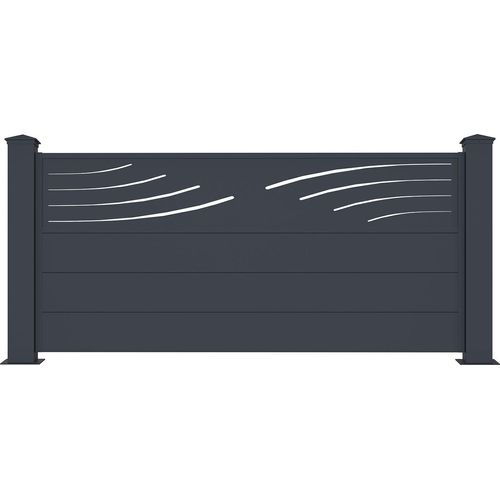 Set aus 2 Aluminiumzäunen 1,9 m VELETA H.90 cm grau