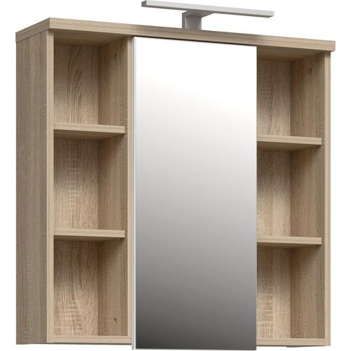Badezimmerspiegelschrank ></noscript>Veris< LED-Beleuchtung, Spiegel, Sonoma Eiche Nachbildung - 68,6x68,1x20cm (B/H/T)