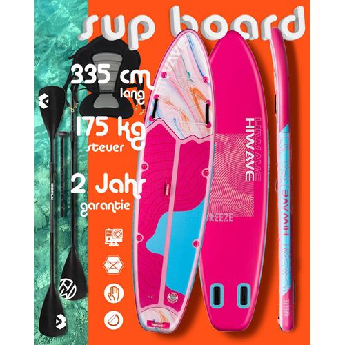 Komplettset, Kajak Touring SUP Board Set mit 7cm hohem stabilem Sitz, zweite 4-teiligem Paddel, HiWave — CA Breeze Kayak Kanu Boot 2 Personen Paddling