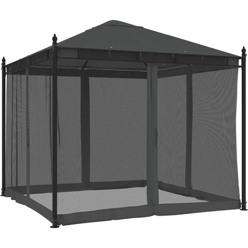 Pavillon mit Netzwänden Anthrazit 2,93x2,93 m Stahl
