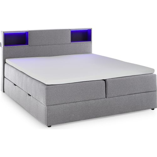 Boxspringbett ></noscript>Caja< Liegefläche 160x200cm, hellgrau, Stellmaß: 167x111x216cm (BxHxT)