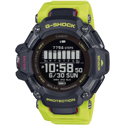 Smartwatch CASIO G-SHOCK, bunt (gelb, pink), Smartwatches, Solaruhr, Armbanduhr, Herrenuhr, Digitaluhr,Stoppfunktion, Weltzeit
