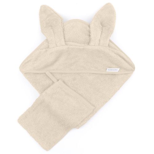 Bamboom Babyhandtuch mit Ohren und Handschuh Almond