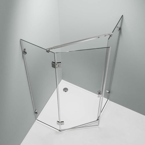 Duschkabine Fünfeckdusche EX415 - 8 mm - Nano Echtglas - 80 x 80 x 195 cm - Profilfarbe Chrom