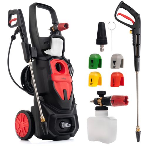 Lehmann Hochdruckreiniger mit Induktionsmotor, 3000W, max. 260 bar, 480 l/h, Zubehör inklusive - Schaumlanze, 4 Düsen, Turbodüse