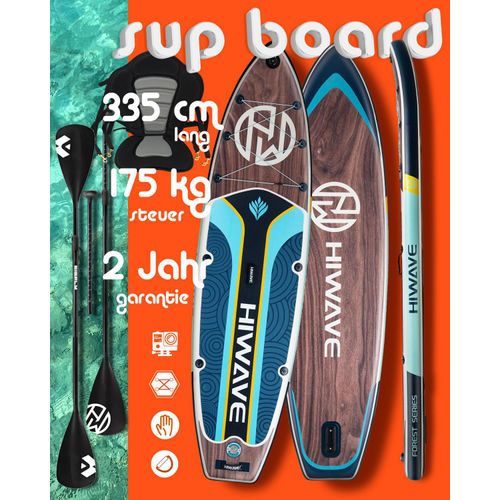 Komplettset, Kajak Touring SUP Board Set mit 7cm hohem stabilem Sitz, zweite 4-teiligem Paddel, HiWave Forest Dark Kayak Kanu Boot 2 Personen Paddling