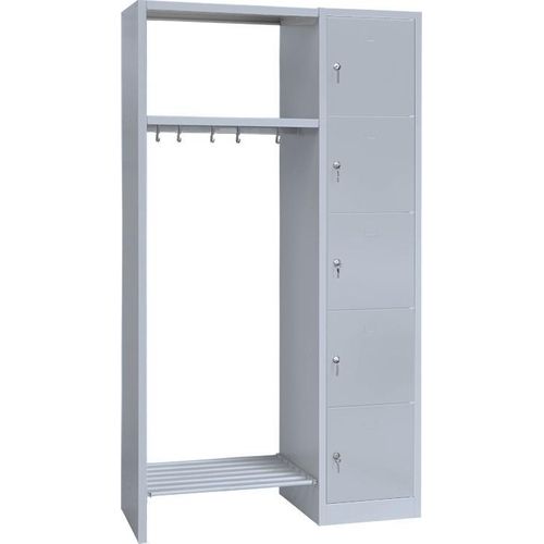 Schließfachgarderobe Fächerschrank Spind rechts Garderobe 5 Fächer grau 525510
