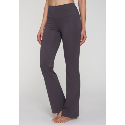 Jazzpants LASCANA ACTIVE, Damen, Gr. 48/50, N-Gr, grau (anthrazit), Single Jersey, Obermaterial: 95% Baumwolle, 5% Elasthan, unifarben, Basic, lang, Hosen, mit breitem Bündchen