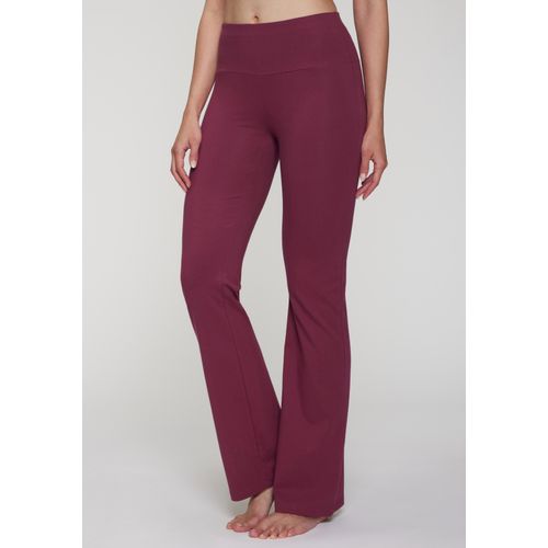 Jazzpants LASCANA ACTIVE, Damen, Gr. 48/50, N-Gr, lila (beere), Single Jersey, Obermaterial: 95% Baumwolle, 5% Elasthan, unifarben, Basic, lang, Hosen, mit breitem Bündchen