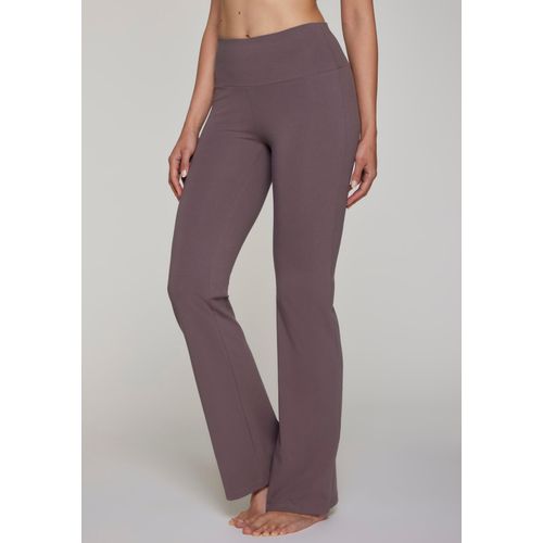 Jazzpants LASCANA ACTIVE, Damen, Gr. 52/54, N-Gr, grau (taupe), Single Jersey, Obermaterial: 95% Baumwolle, 5% Elasthan, unifarben, Basic, lang, Hosen, mit breitem Bündchen