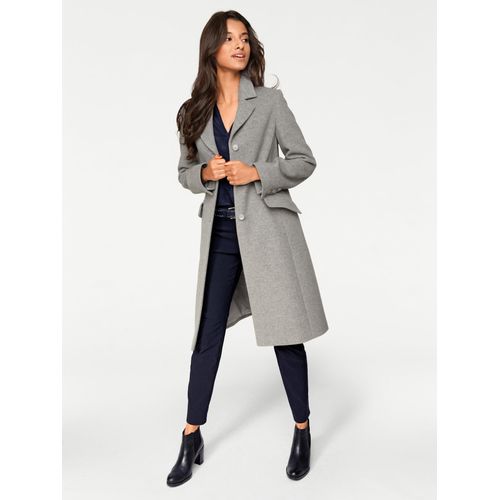 Kurzmantel HEINE, Damen, Gr. 42, grau (grau, melange), 80% Wolle, 20% Polyamid, unifarben, unifarben mit Farbeinsatz, unifarben mit Farbeinsätzen, Mäntel