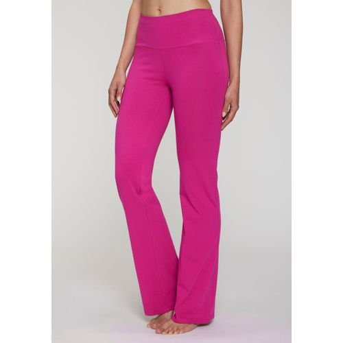 Jazzpants LASCANA ACTIVE, Damen, Gr. 48/50, N-Gr, pink, Single Jersey, Obermaterial: 95% Baumwolle, 5% Elasthan, unifarben, Basic, lang, Hosen, mit breitem Bündchen