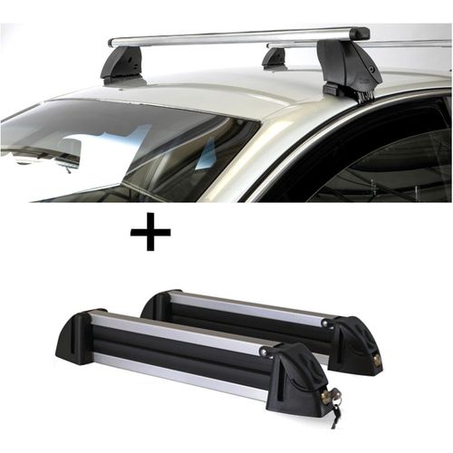 Skiträger Alu 4 Paar Ski + Dachträger K1 PRO Aluminium kompatibel mit Dodge Ram 1500 (4Türer) ab 09