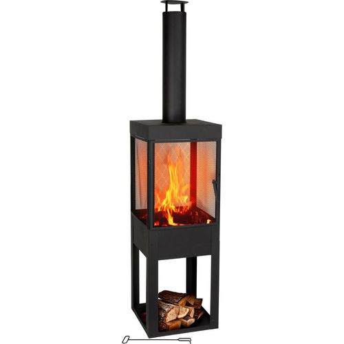 BBQ Collection Terrassenofen mit Schornstein Gartenkamin mit Funkenschutz - Feuerstelle für Garten oder Terrasse - Kohlenstoffstahl