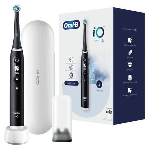 Oral-B iO 6 - Erwachsener - Vibrierende Zahnbürste - Intensiv - Tägliche Pflege - Zahnfleischpflege - Sensibel - für weiße Zähne - Schwarz - 2 min - Rund