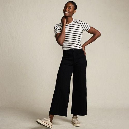 Schwarze Culotte-Jeans High Waist, Damen,  Schwarz, Elasthan/Baumwoll-Mischung/Polyester-Mischung, by Lands' End