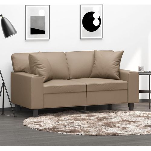 2-Sitzer-Sofa mit Zierkissen Cappuccino-Braun 120 cm Kunstleder