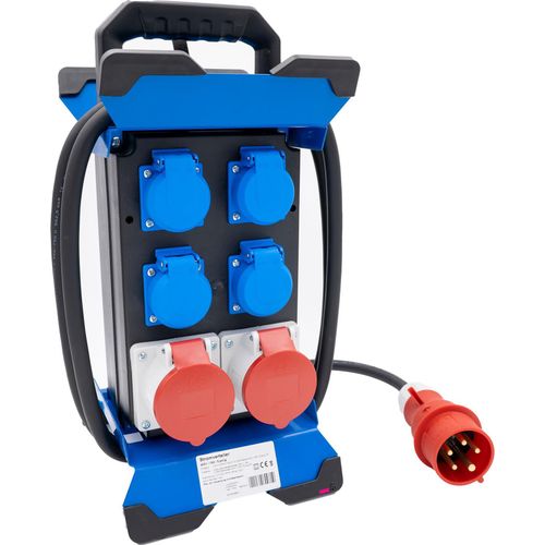 Starkstromverteiler 2x16A 400V CEE 4x Schuko FI - Absicherung Schutz IP44 Bau 2,5m Gummischlauchleitung H07RN-F 5G2,5 Industrie Veranstaltungen Messen 5 polig Stromverteiler Baustromverteiler Camping