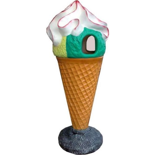 Casa Padrino Luxus Deko Eis im Hörnchen / Abfalleimer Mehrfarbig H. 145 cm - Großes Deko Eis - Wetterbeständiges XXL Deko Eis - Gastronomie Dekoration - Eisdielen Dekoration - Restaurant Dekoration