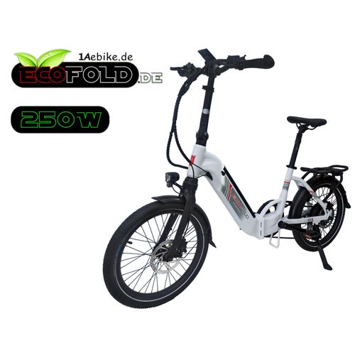 20 Zoll ECOFOLD BFH400N Elektrofahrrad Ebike Klapprad BaFang Heckmotor 250W 7 Gang 504 Wh Faltrad weiss
