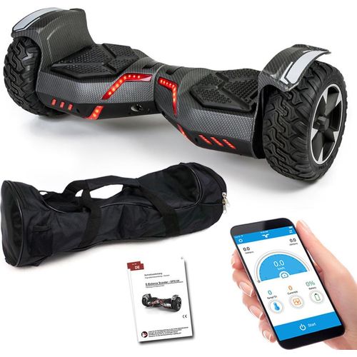 SUV Hoverboard 8,5 Zoll 800W Ares 8.5 - GPX-04 mit App Funktion, Bluetooth Lautsprecher, Kinder Sicherheitsmodus, Elektro Self Balance Board E-Scooter Hover Scooter - Carbon