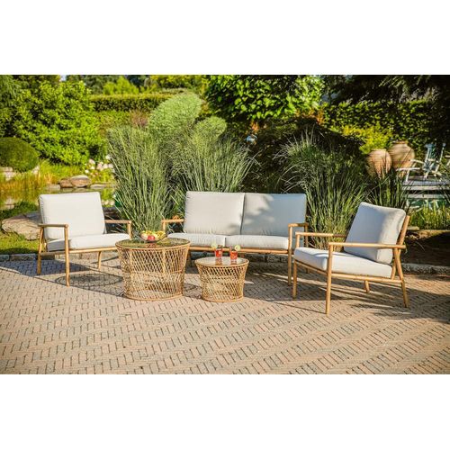 greemotion Sitzgruppe Laos beige, braun Metall, 13-teilig