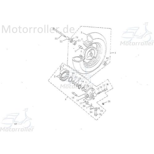 SMC Extra 50 T Vorderrad Vorderfelge 50ccm 2Takt 42500-NJF-00 Motorroller.de 90/90-10 Zoll Vorderradfelge Vorderrad-Felge vorne Vorder-Felge Mokick