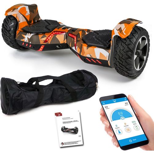 SUV Hoverboard 8,5 Zoll 800W Ares 8.5 - GPX-04 mit App Funktion, Bluetooth Lautsprecher, Kinder Sicherheitsmodus, Elektro Self Balance Board E-Scooter Hover Scooter - Orange/Camo