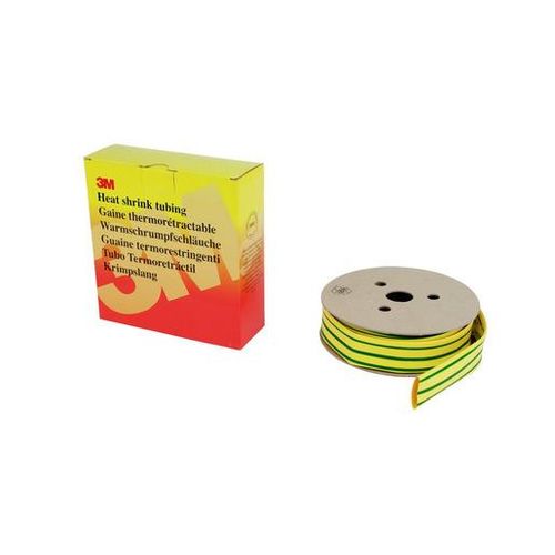 3M™ HSR Dünnwandiger Warmschrumpfschlauch auf Rolle, Grün-Gelb, 25,4/12,7 mm, 3,5 m, Spenderbox | Packung (1 Rolle)